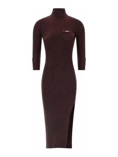 ELISABETTA FRANCHI VESTIDO MIDI - ROJO OSCURO