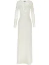 Elisabetta Franchi Knitted Dress Featuring Sheer Panels In White
