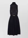Elisabetta Franchi Knitted Dress With Belt And Stripes In Black