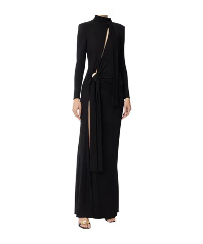 Elisabetta Franchi Knitted Dress With Slits And Knots In Black