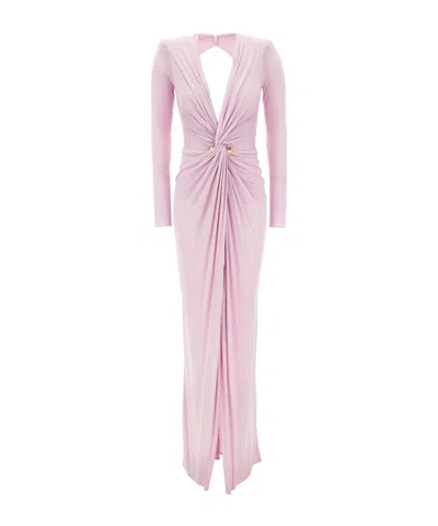 Elisabetta Franchi Knitted Long Evening Dress In Pink