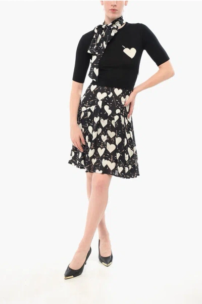 Elisabetta Franchi Knitted Midi Dress With Chiffon Skirt In Black