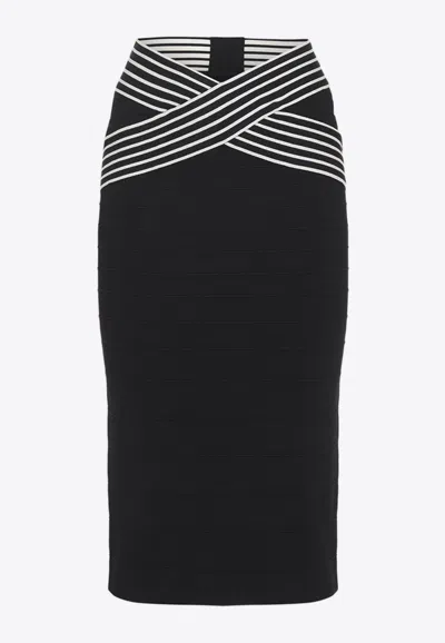 Elisabetta Franchi Knitted Midi Pencil Skirt In Black