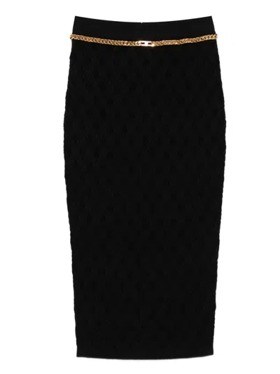 Elisabetta Franchi Knitted Midi Skirt In Black