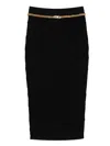 Elisabetta Franchi Black Diamond Knit Skirt With Jewel Detail In Black