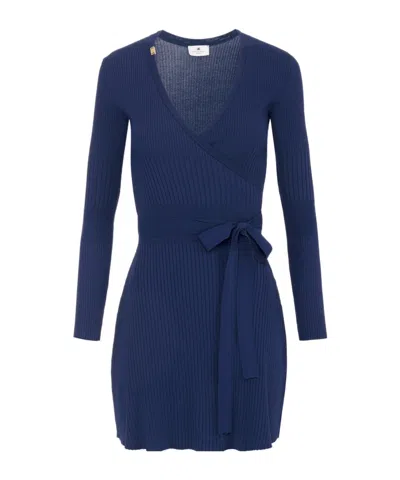 Elisabetta Franchi Knitted Mini Dress In Blue