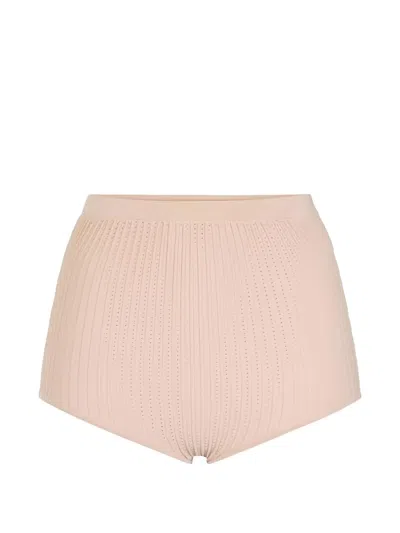Elisabetta Franchi Knitted Mini Shorts In Brown