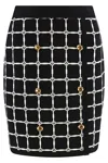 Elisabetta Franchi Jacquard Logo Miniskirt With Gold Buttons In Black