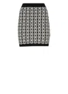 Elisabetta Franchi Logo Pattern Jacquard Skirt In Nero/burro In Panna