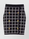 Elisabetta Franchi Black Jacquard Mini Skirt With Logo And Gold Buttons