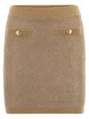 Elisabetta Franchi Knitted Skirt With Sequins In Brown