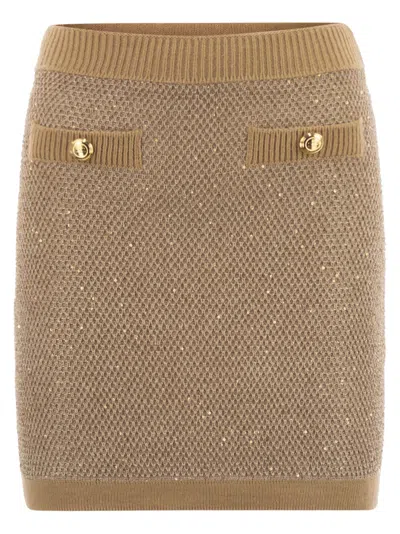 ELISABETTA FRANCHI ELISABETTA FRANCHI KNITTED SKIRT WITH SEQUINS