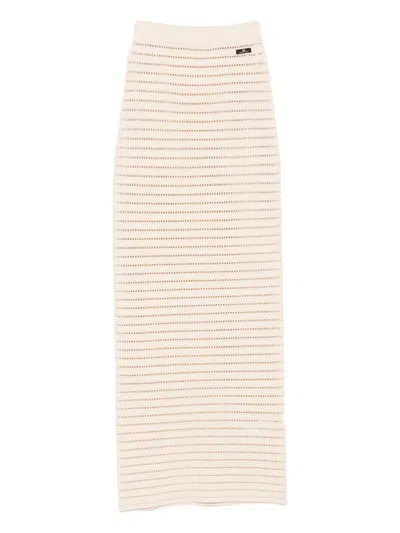 Elisabetta Franchi Knitted Striped Skirt In Neutral