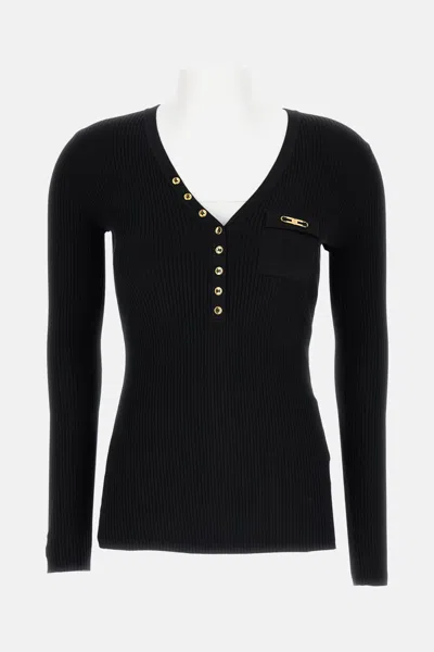 Elisabetta Franchi Knitted Sweater In Black