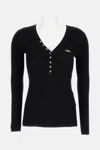 Elisabetta Franchi Ribbed Knit Top With Breast Pocket Clothing In Black