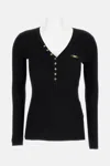 Elisabetta Franchi Maglia A Costine Con Taschino Nero In Black