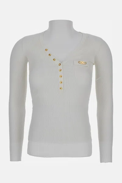 Elisabetta Franchi Knitted Sweater In White