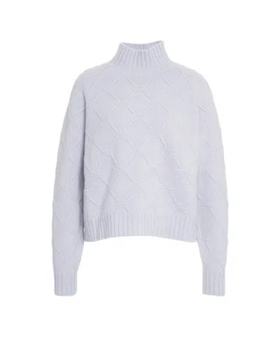 Elisabetta Franchi Knitted Sweater With High Ribbed Collar In Gray