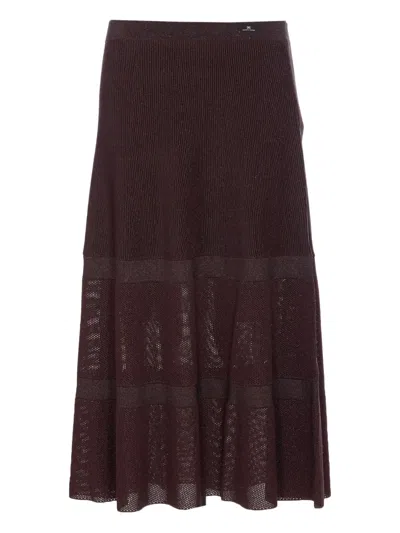 ELISABETTA FRANCHI KNITTED TIERED MIDI SKIRT