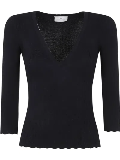 Elisabetta Franchi Knitted Top In Black