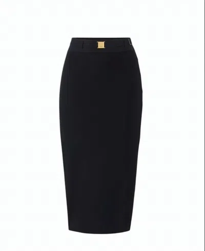 Elisabetta Franchi Knitted Viscose Band Midi Skirt In Black
