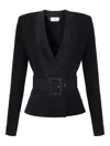 Elisabetta Franchi Black Belted Knitted Jacket In Black