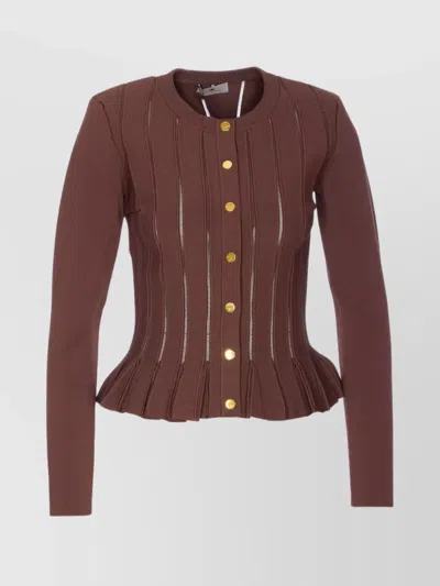 Elisabetta Franchi Knitwear Sweater With Gold Button Detailing In Brown