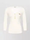 Elisabetta Franchi Knitwear Sweaters With Button Detailing And Chest Pocket In White