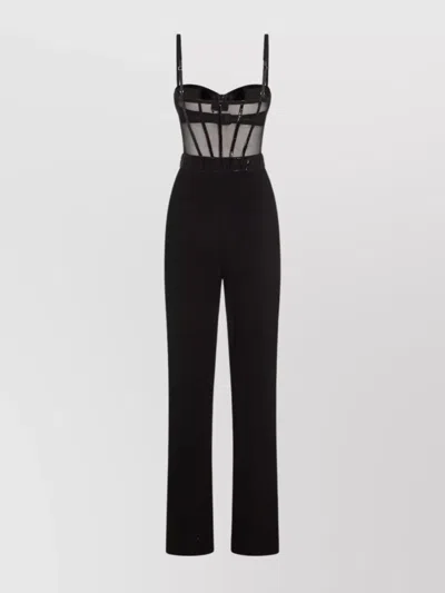 Elisabetta Franchi Knitwear With Belted Waist And Structured Cups In Black