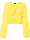 Elisabetta Franchi Knot-detail Crepe Blouse In Yellow