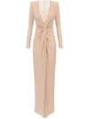 Elisabetta Franchi Knot-detail Maxi Gown In Neutrals