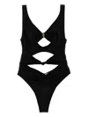 Elisabetta Franchi Knotted Cut-out High-leg Swimsuit In Black