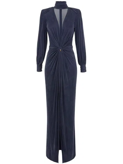 Elisabetta Franchi Knot Jersey Gown In Blue