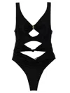 Elisabetta Franchi Knot One-piece Swimsuit Beachwear Black In Animal Print