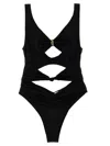 Elisabetta Franchi Knotted Cut-out High-leg Swimsuit In Black