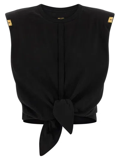 Elisabetta Franchi Knot T-shirt In Black