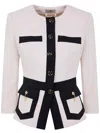Elisabetta Franchi Color-block Double Crepe Jacket In Neutral
