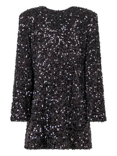 Elisabetta Franchi La Mia Bambina Kids' Abito Paillettes Sequin Dress In Brown