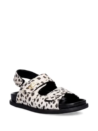 Elisabetta Franchi La Mia Bambina Kids' Animal-print Sandals In Black
