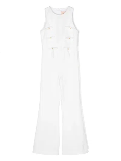 Elisabetta Franchi La Mia Bambina Kids' Bow-detail Jumpsuit In White