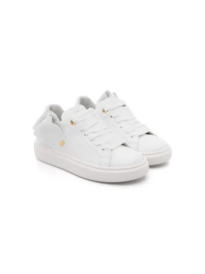 Elisabetta Franchi La Mia Bambina Kids' Bow-detail Leather Sneakers In White