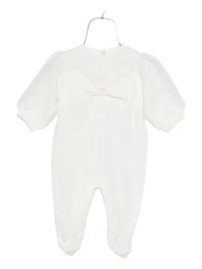Elisabetta Franchi La Mia Bambina Babies' Bow-detail Pajamas In White