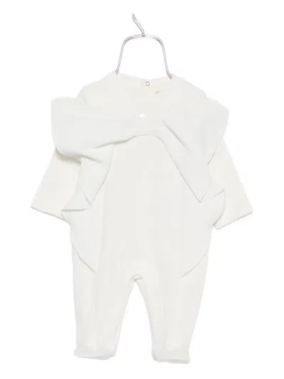 Elisabetta Franchi La Mia Bambina Babies' Bow-detail Ruffled Pajamas In White