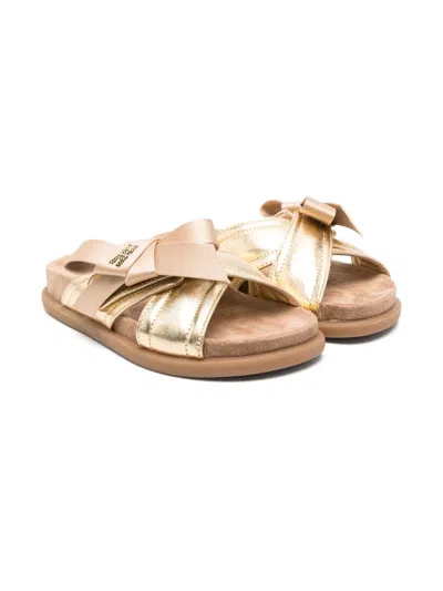 Elisabetta Franchi La Mia Bambina Bow-detail Sandals In 金色