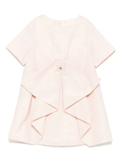 Elisabetta Franchi La Mia Bambina Babies' Bow-detail Short-sleeve Dress In Gold