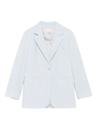 Elisabetta Franchi La Mia Bambina Bow-detail Single-breasted Blazer In Blue