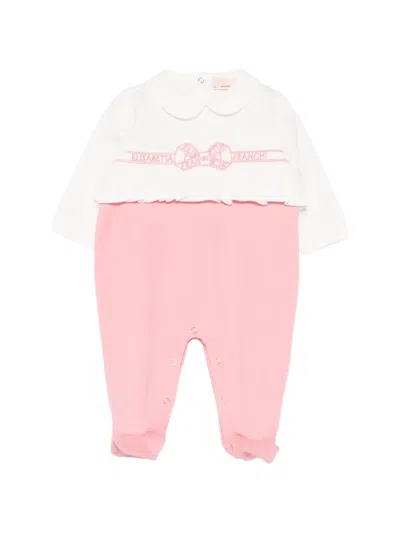 Elisabetta Franchi La Mia Bambina Babies' Bow Pajama In Pink