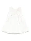 Elisabetta Franchi La Mia Bambina Bow Pleated Dress In White