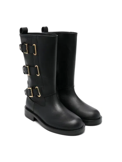 Elisabetta Franchi La Mia Bambina Kids' Buckle-detail Boots In Black