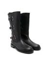 Elisabetta Franchi La Mia Bambina Buckle-detailed Boots In Black